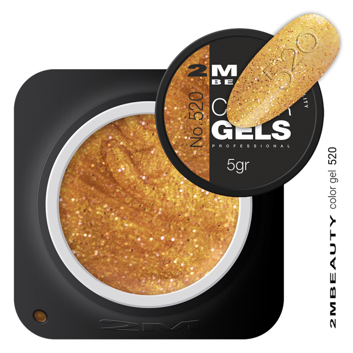 Gel colore - glitter - 520 Color gel-Glitter 520: Color gel glitter altamente pigmentato color oro....